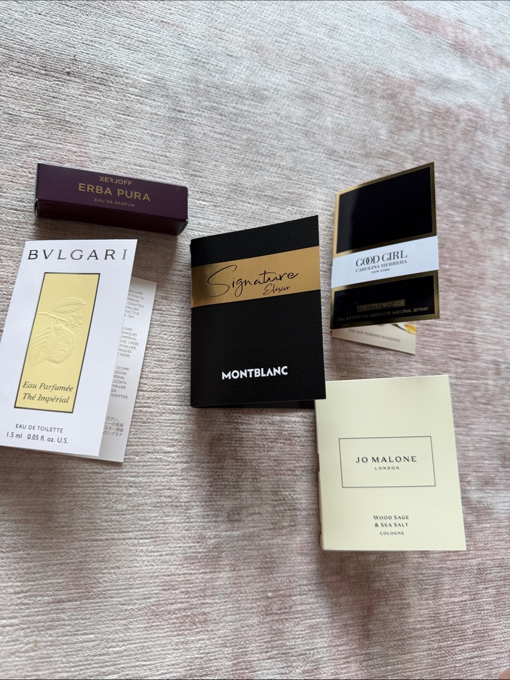 Jo Malone Bvlgari Carolina Herrera Montblanc Erba Pura Perfume Sample Bundle New